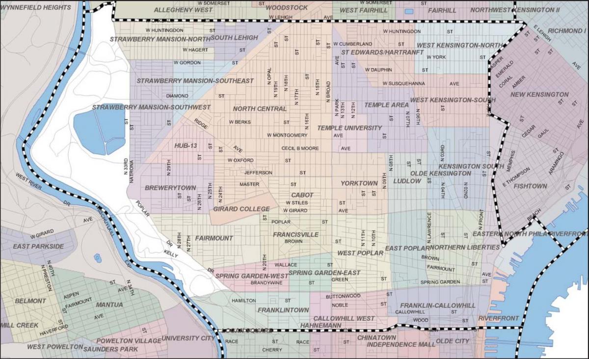 žemėlapis Filadelfijos badlands