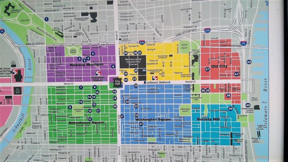žemėlapis center city Philadelphia
