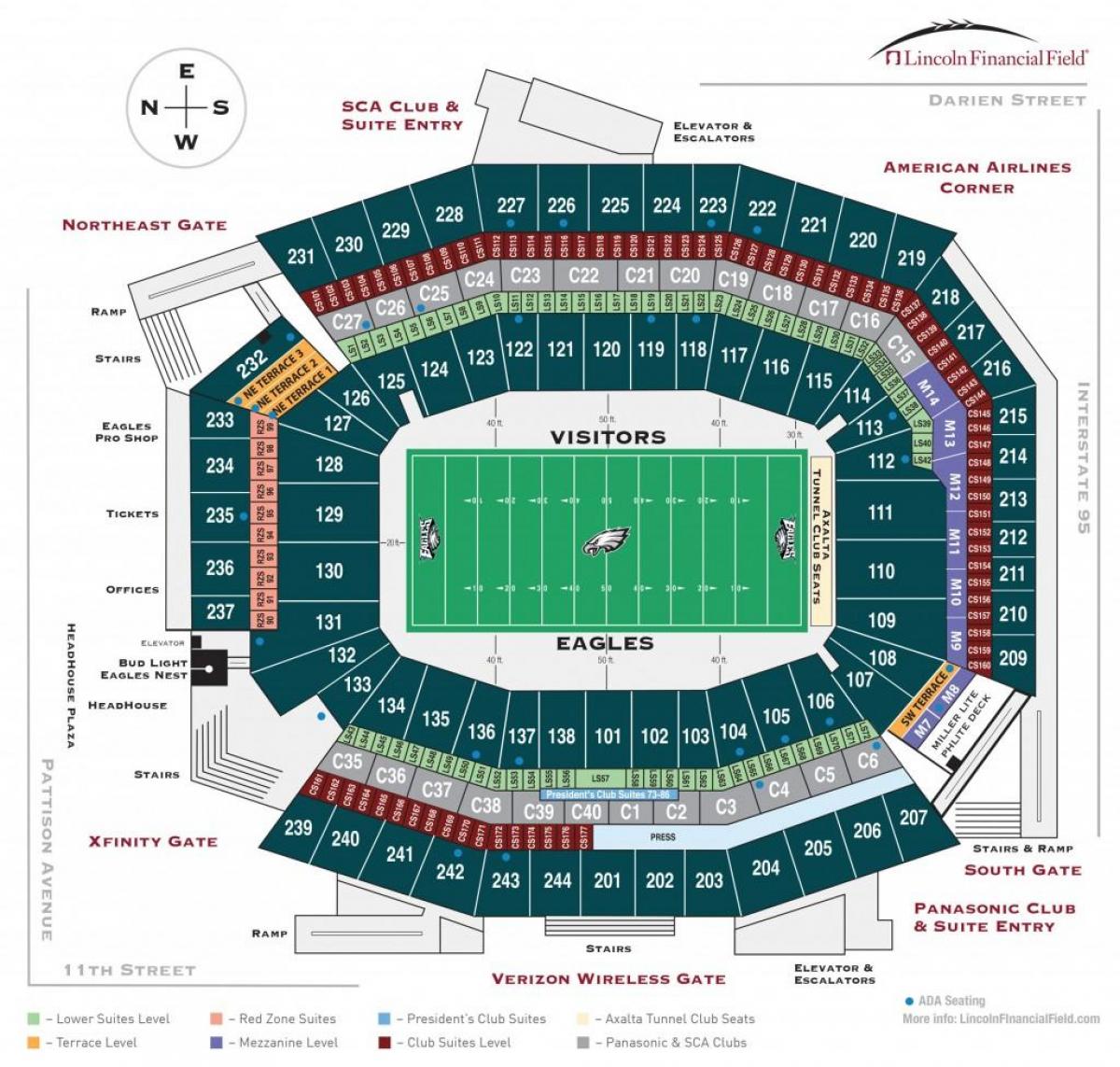 Philadelphia eagles stadionas žemėlapyje