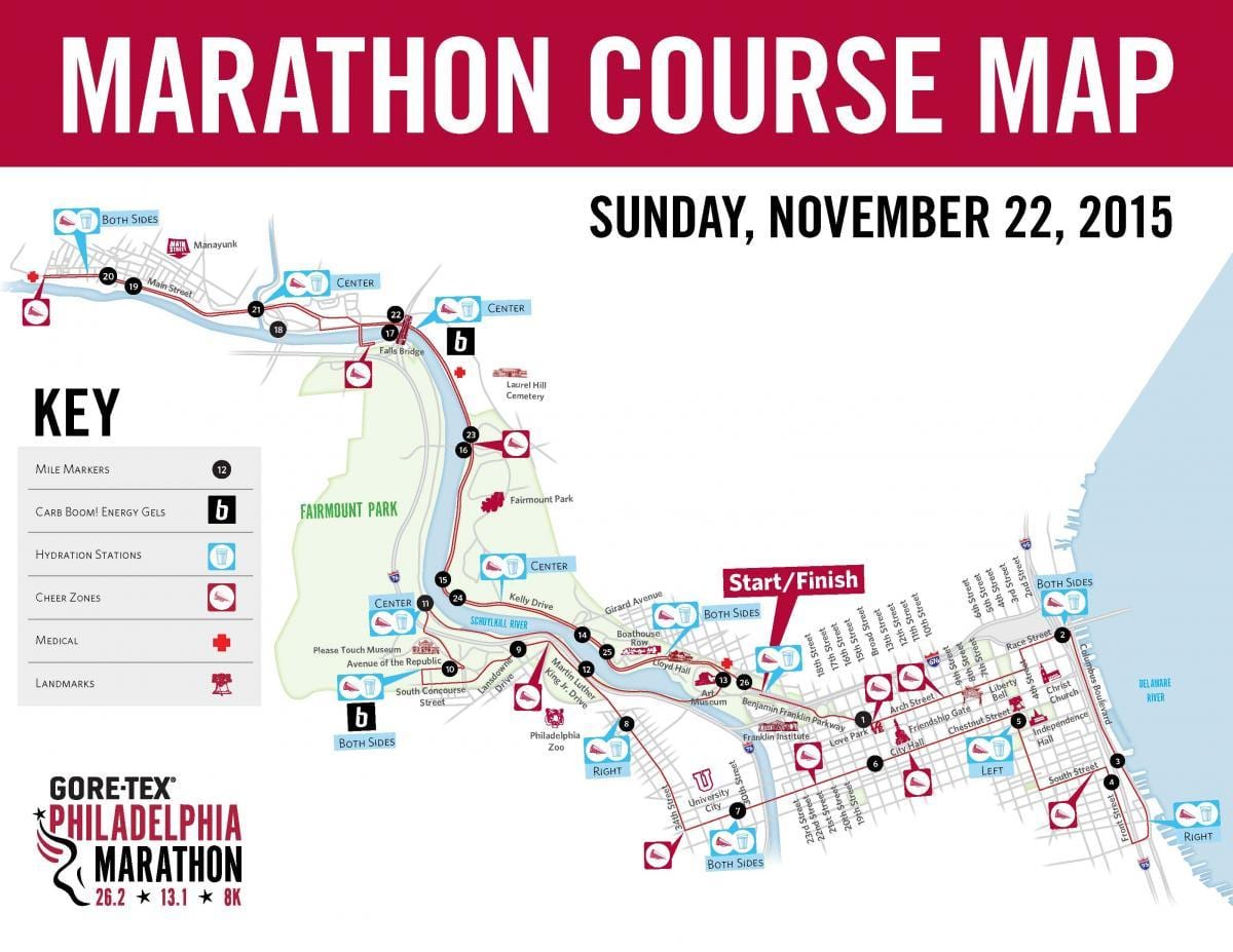 Philly maratonas žinoma žemėlapyje