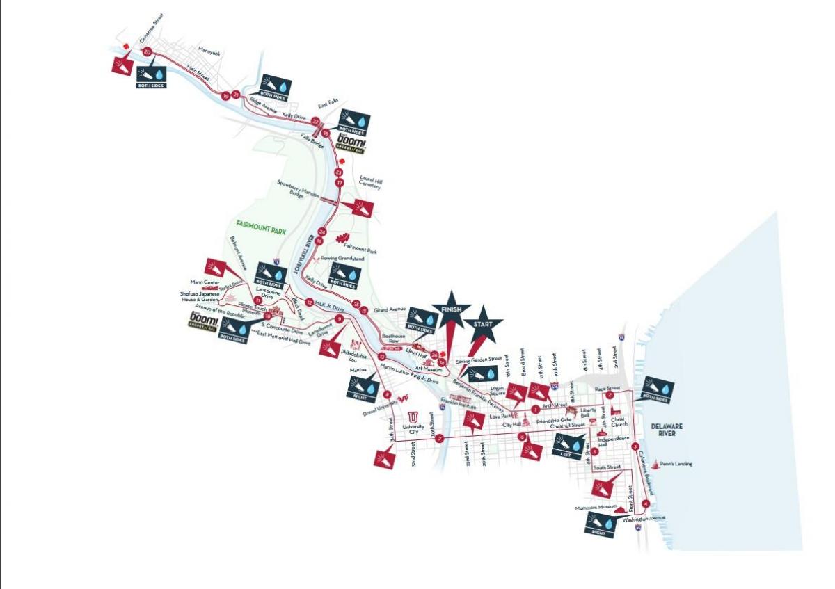 Filadelfijos maratono žemėlapis 2015 m.
