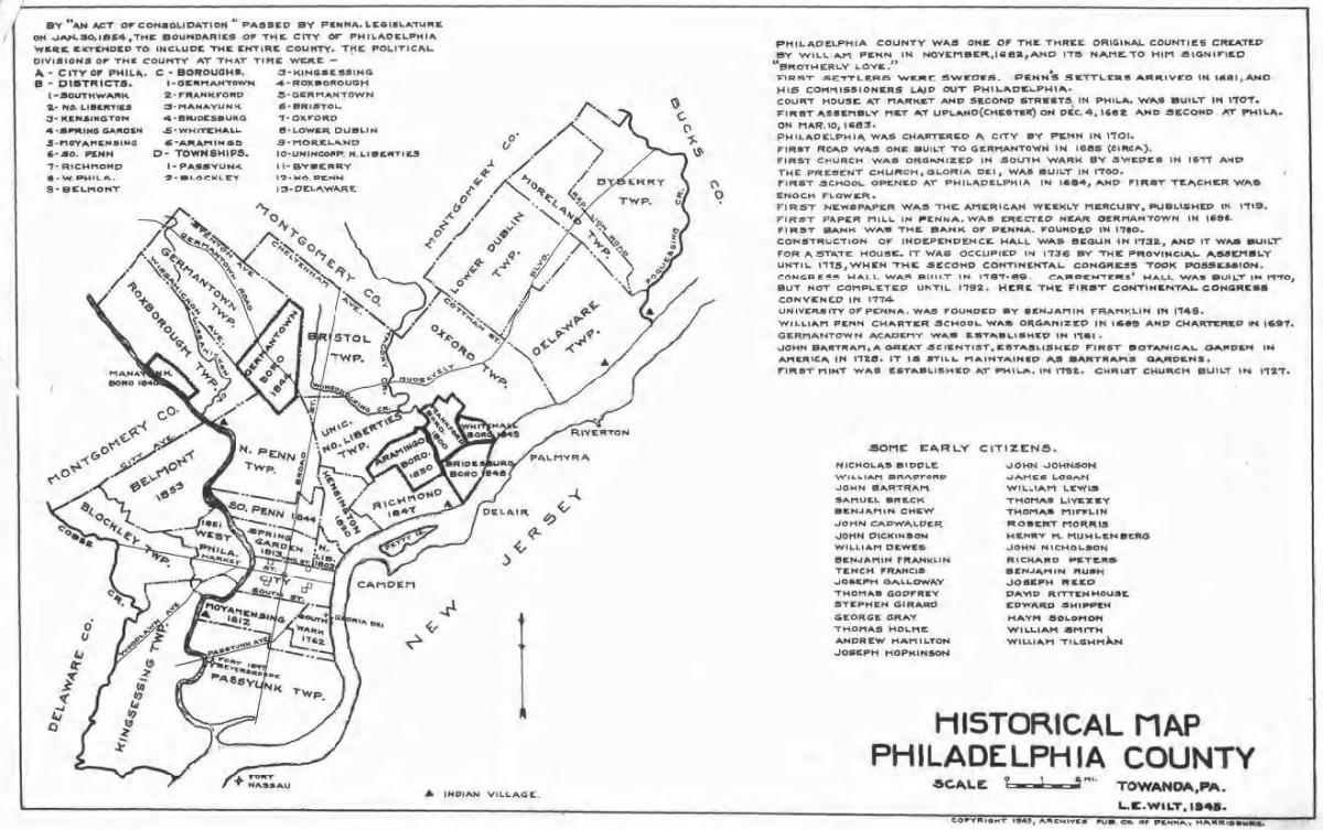 Filadelfijos apskrities žemėlapio