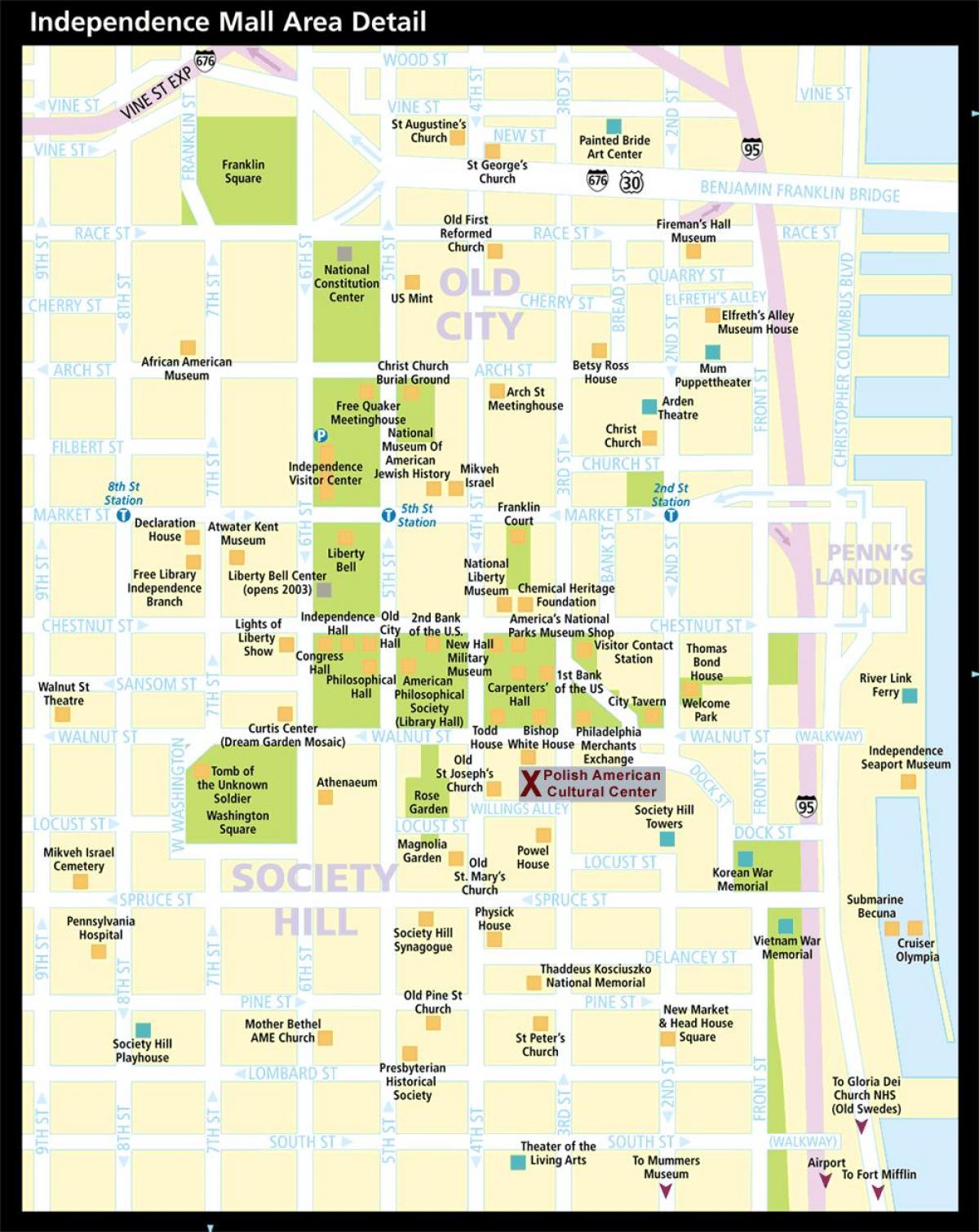 žemėlapis istorinė Filadelfijos