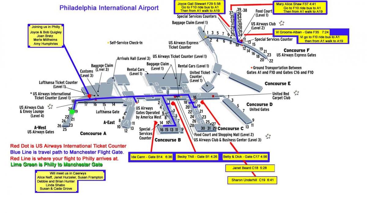 oro uosto žemėlapį Filadelfija