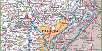 Philadelphia plotas žemėlapis