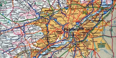 Žemėlapis iš Philadelphia pa
